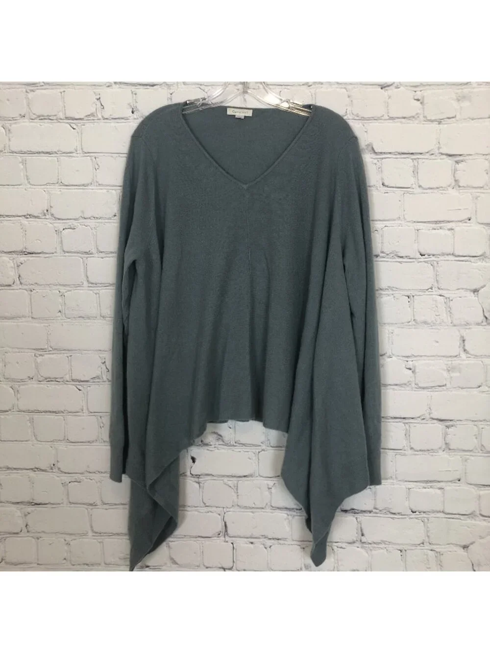 Garnet Hill 100% Cashmere Blue Swing Sweater Size L